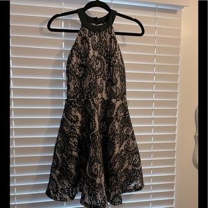 Black lace Fit & flare halter party dress